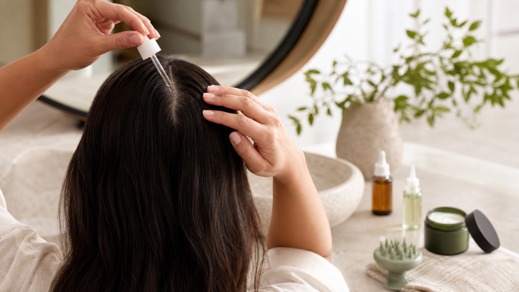 Rutina de scalp care con sérum y masajeador para el cuero cabelludo